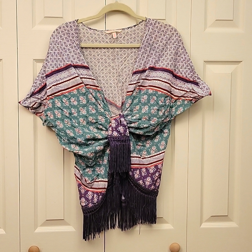 Victoria Secret Bohemian tassels robe kimono cover-up size xs